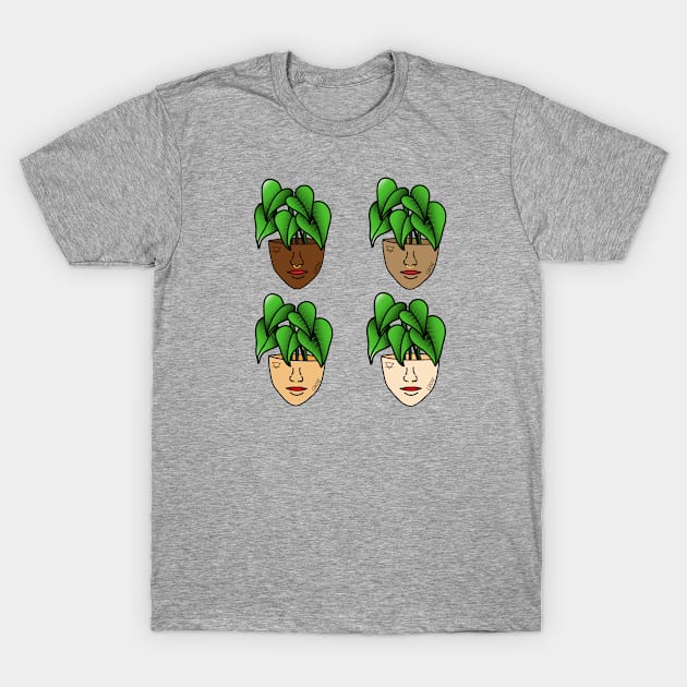 Multicultural Tropical Plant People with Tattoos and Septum Piercing T-Shirt by Tenpmcreations